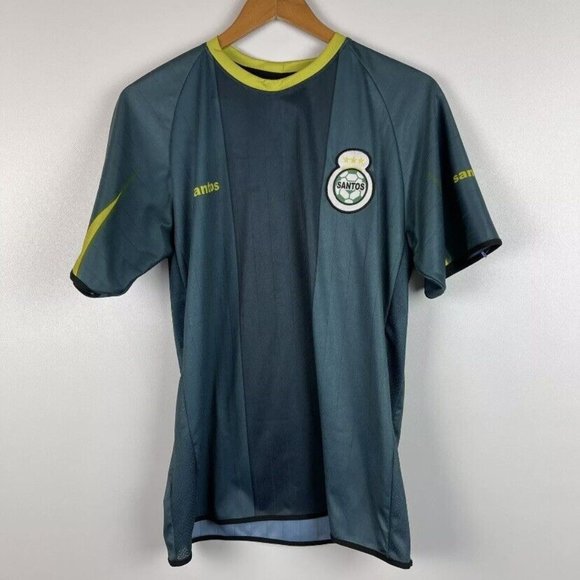 Club Santos Laguna Mens Size Medium Soccer Jersey Dark Green Neon Striped Logo - Picture 2 of 5